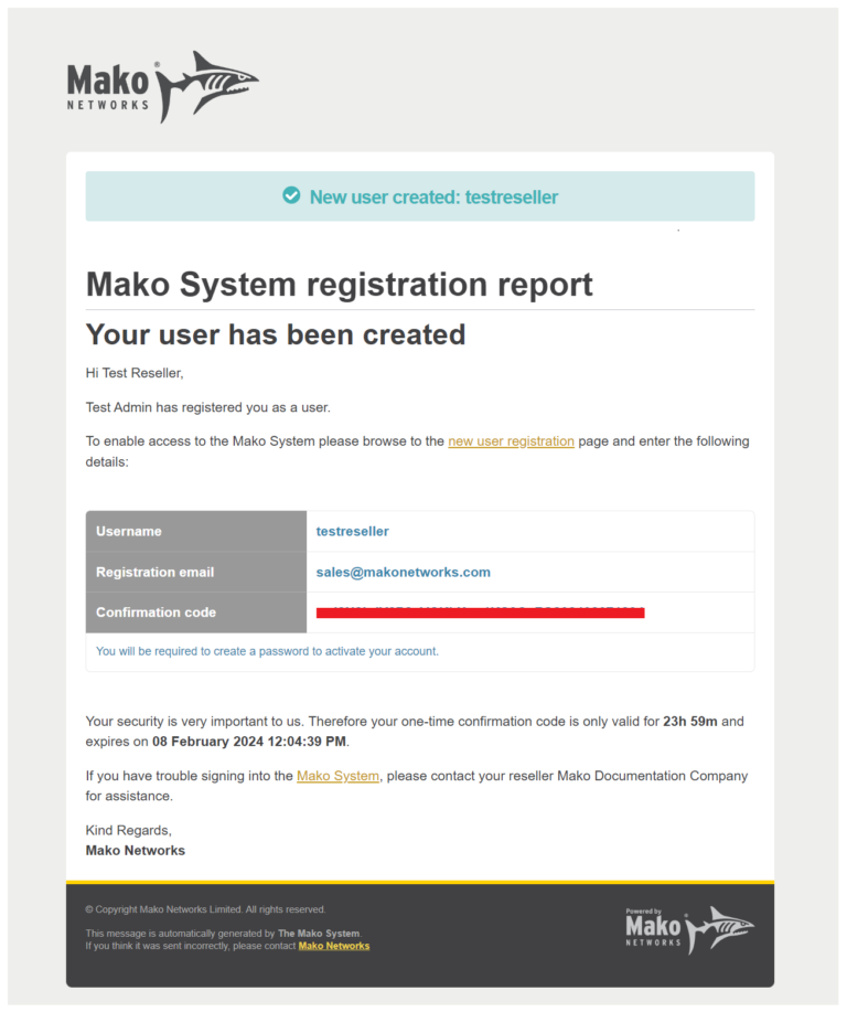 Register Email Module Registration Process - Mako Networks Documentation
